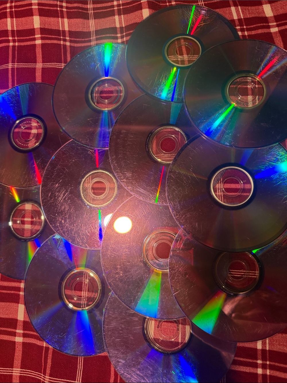 12 ct Iridescent CDs/dvds scratched/non working great for crafts, projects, art